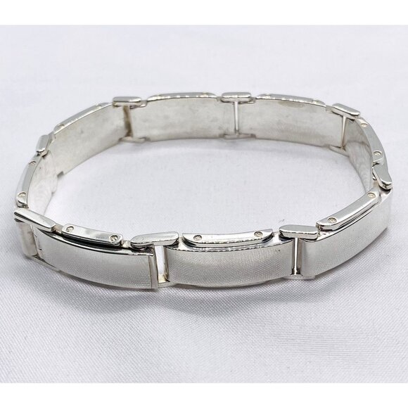 Tiffany& Co 925 Silver Metropolis Bar Link Wide Band Bracelet